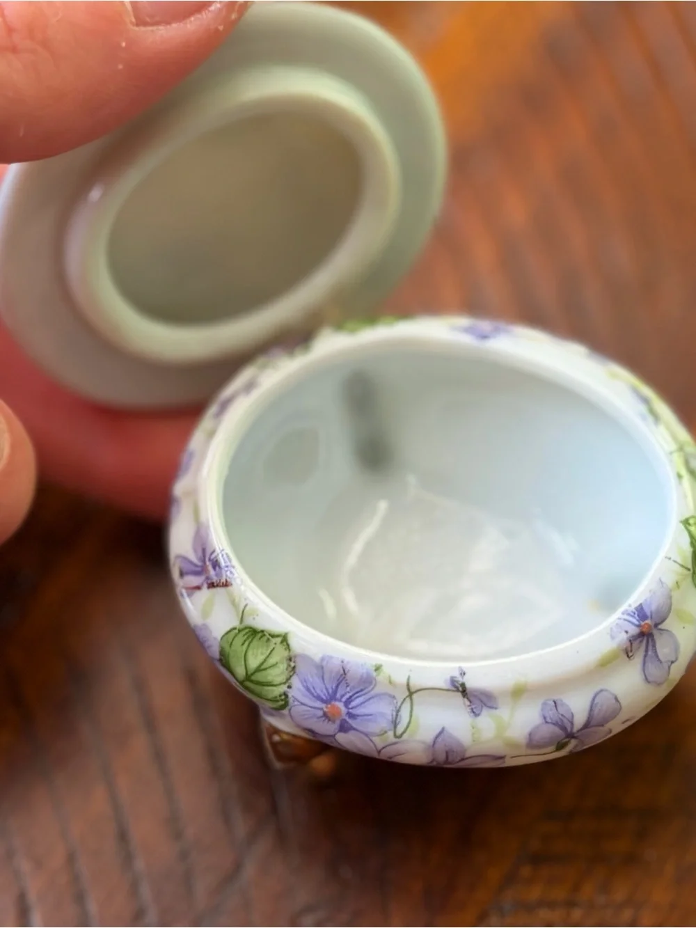 Charming Floral Porcelain Trinket Box Set of 2 Keepsake Vintage Accents